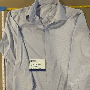 J.M. Haggar Blue Stripe Pattern Dress Shirt Size 16.5x34/35